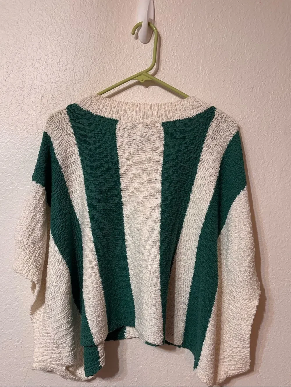 Callahan Yarrow Green Striped Poncho Sweater Large